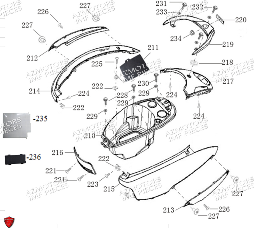 Coffre Et Carenages AZMOTORS PIECES E-NANA ELECTRIQUE