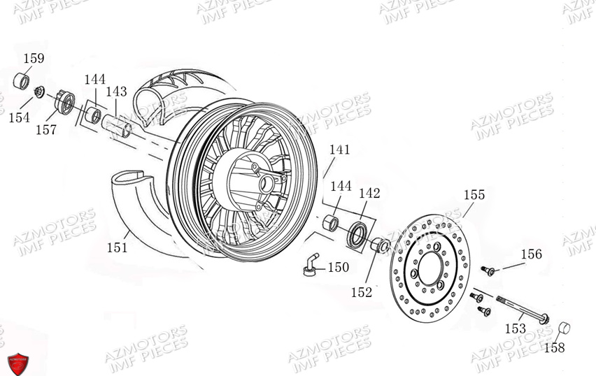 Roue Avant AZMOTORS PIECES E-NANA ELECTRIQUE