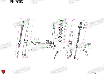 Fourche AZMOTORS PIECES E-NEWPACH ELECTRIQUE