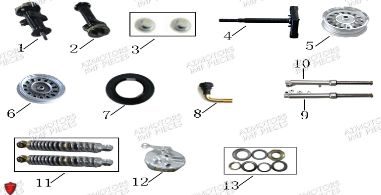 Fourche Et Amortisseur AZMOTORS PIECES E-TRANKILY 3 ROUES ELECTRIQUE