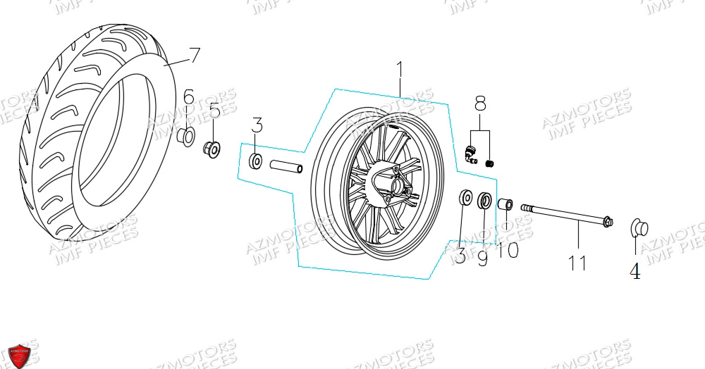 Roue Avant AZMOTORS PIECES E-VANNE ELECTRIQUE