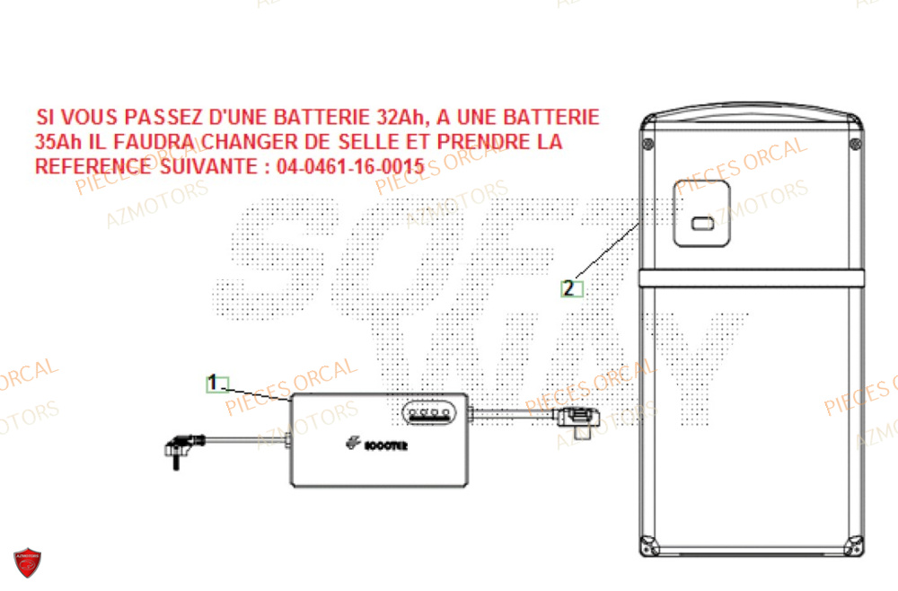 Batterie AZMOTORS Pieces Orcal scooter ECOOTER E1 3KW