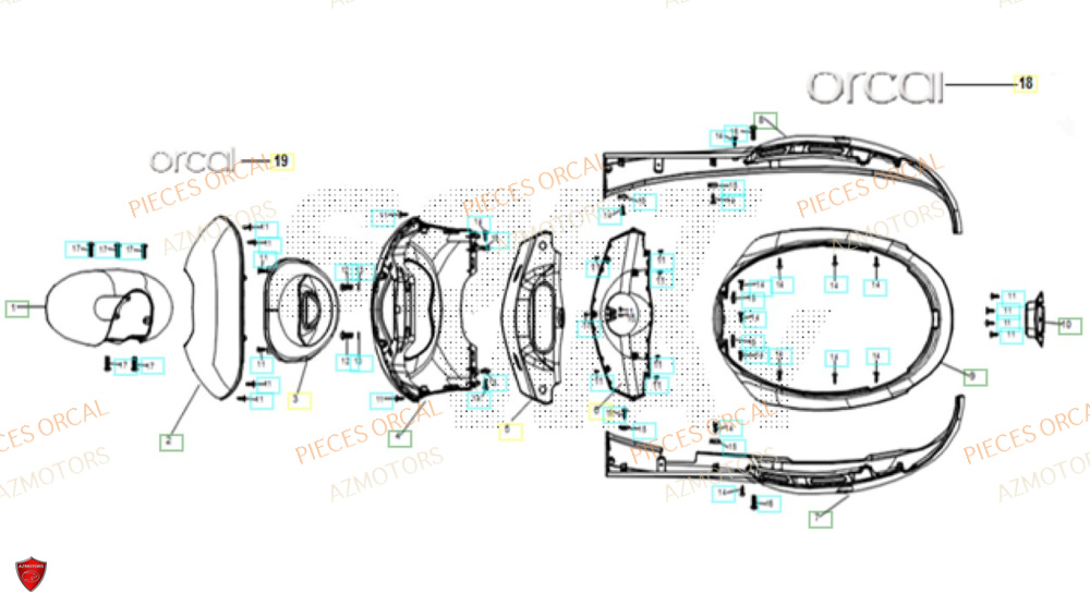 Face Avant AZMOTORS Pieces Orcal scooter ECOOTER E1 3KW