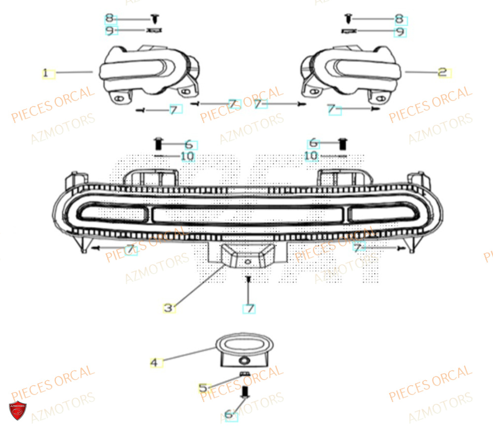 Feux Arriere AZMOTORS Pieces Orcal scooter ECOOTER E1 3KW