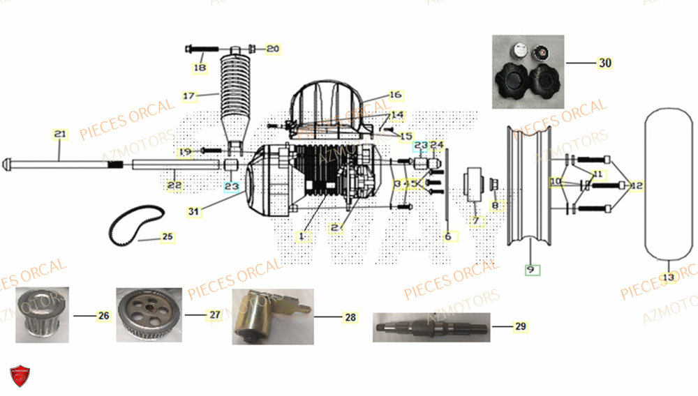 Moteur AZMOTORS Pieces Orcal scooter ECOOTER E1 3KW
