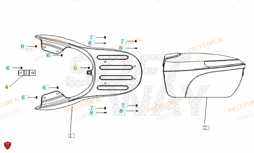 Porte Paquet AZMOTORS Pieces Orcal scooter ECOOTER E1 3KW