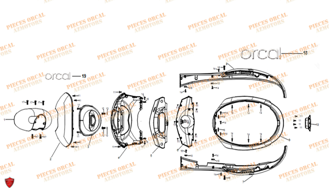 Carenages ORCAL Pieces Orcal scooter ECOOTER E1-R 4KW
