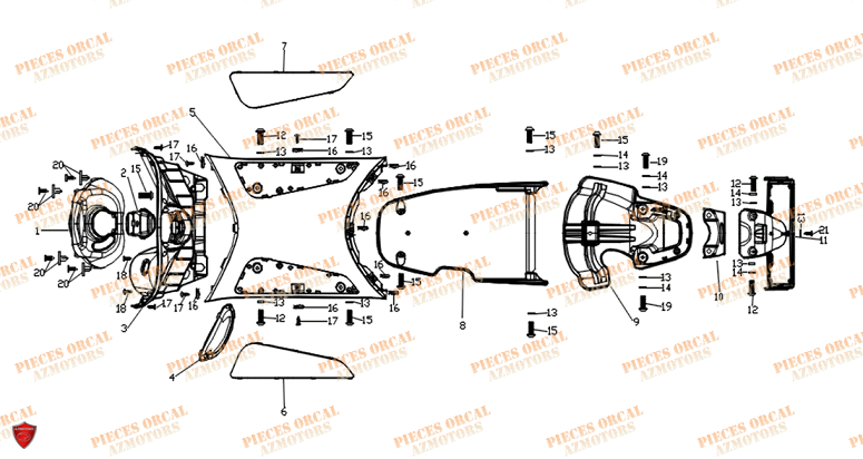 Carrosserie ORCAL Pieces Orcal scooter ECOOTER E1-R 4KW