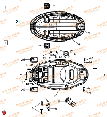 Coffre A Casque ORCAL Pieces Orcal scooter ECOOTER E1-R 4KW