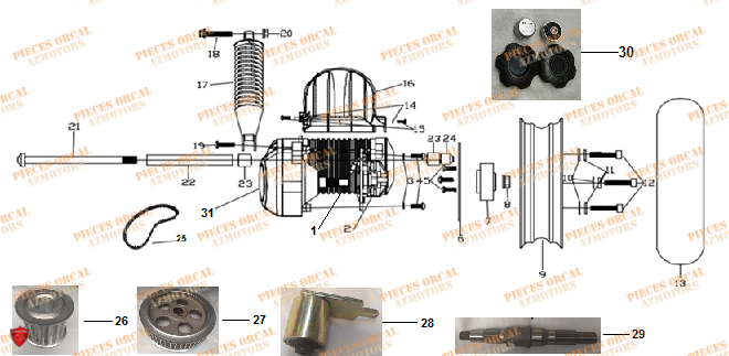 Moteur Et Train Arriere ORCAL Pieces Orcal scooter ECOOTER E1-R 4KW