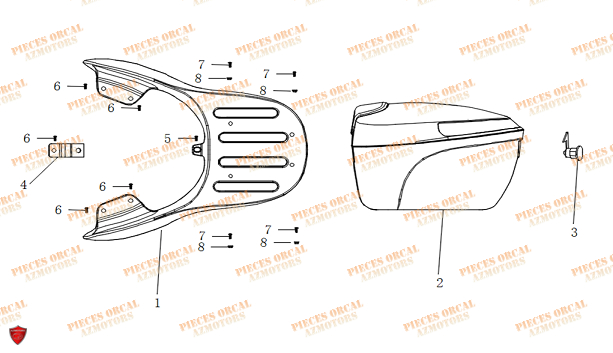 Porte Paquet Et Top Case ORCAL Pieces Orcal scooter ECOOTER E1-R 4KW