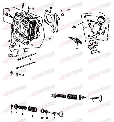 Culasse LINHAI Pièces Scooter EGGY 125cc