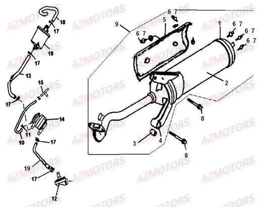 Echappement LINHAI Pièces Scooter EGGY 125cc