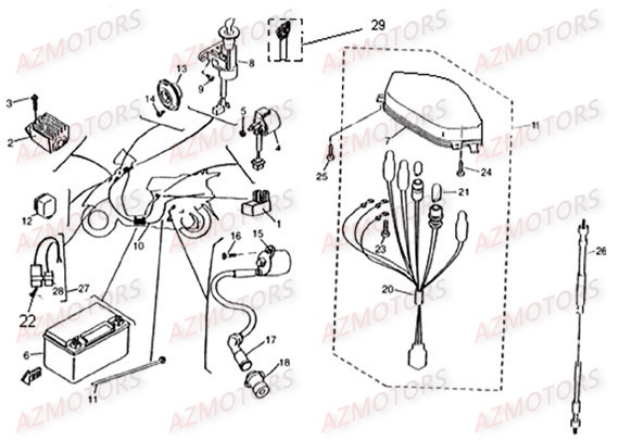 SYSTEME_ELECTRIQUE LINHAI Pièces Scooter EGGY 125cc