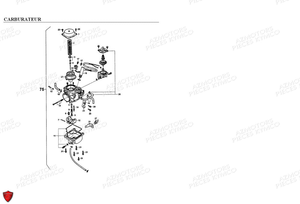 Carburateur KYMCO Pièces EGO 125 4T EURO I (SH25CA)