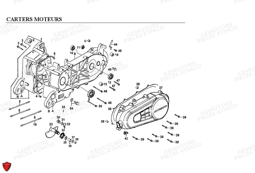 CARTER_MOTEUR KYMCO Pièces Scooter Kymco EGO 125 4T EURO I