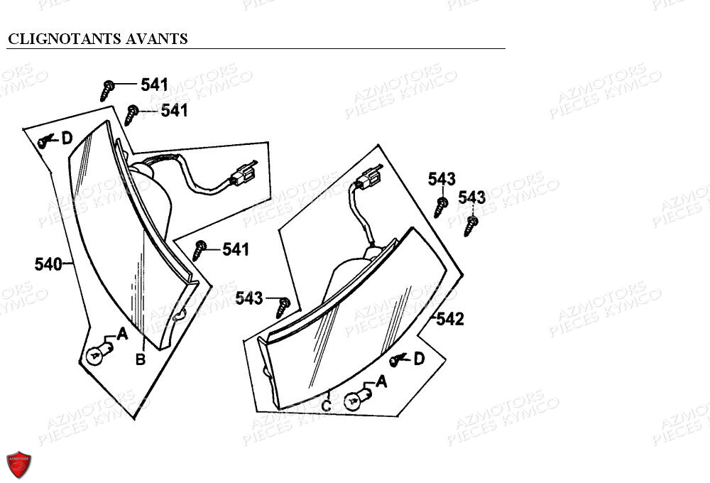 Clignotants Avants KYMCO Pièces EGO 125 4T EURO I (SH25CA)