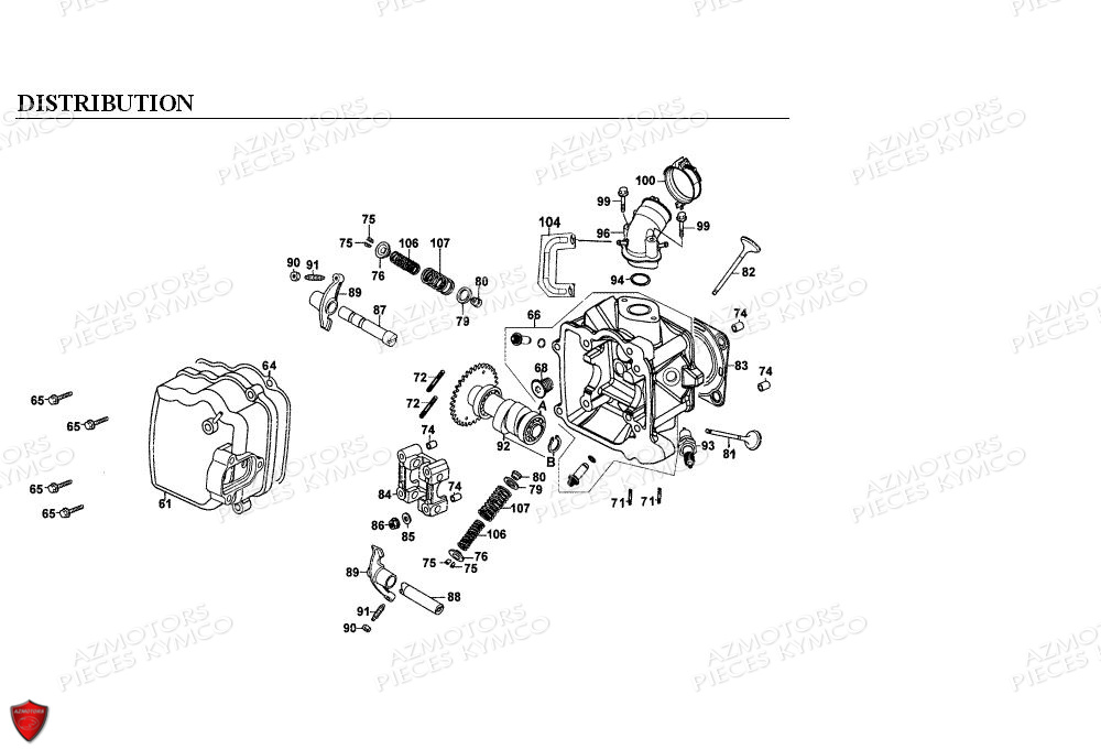 Distribution KYMCO Pièces EGO 125 4T EURO I (SH25CA)