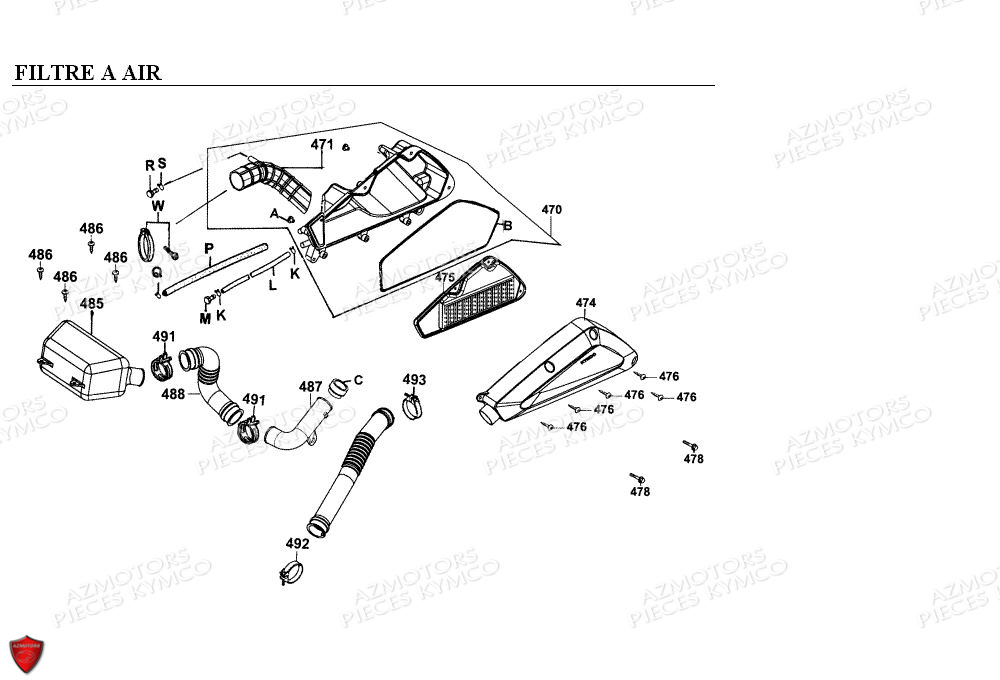 FILTRE_A_AIR KYMCO Pièces Scooter Kymco EGO 125 4T EURO I