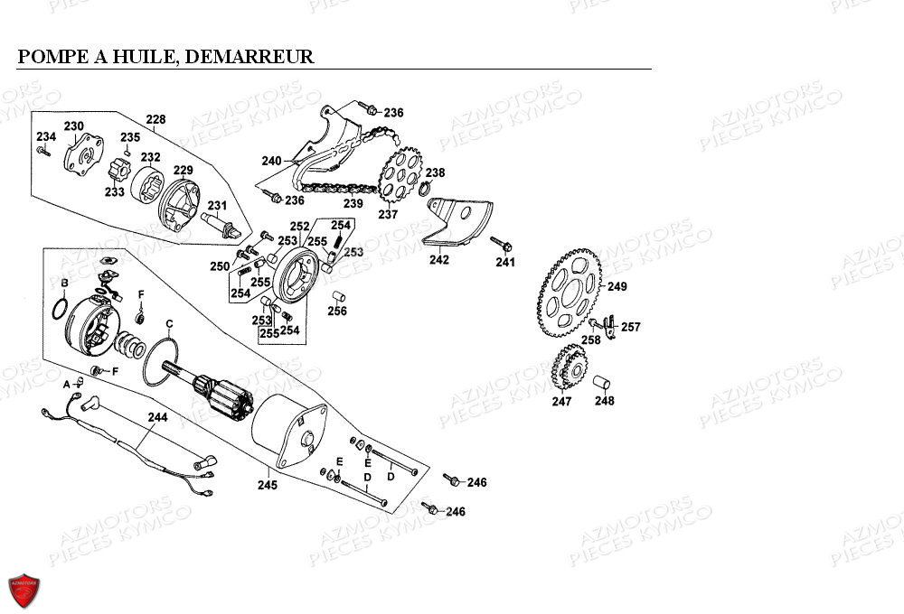 Pompe A Huile Demarreur KYMCO Pièces EGO 125 4T EURO I (SH25CA)