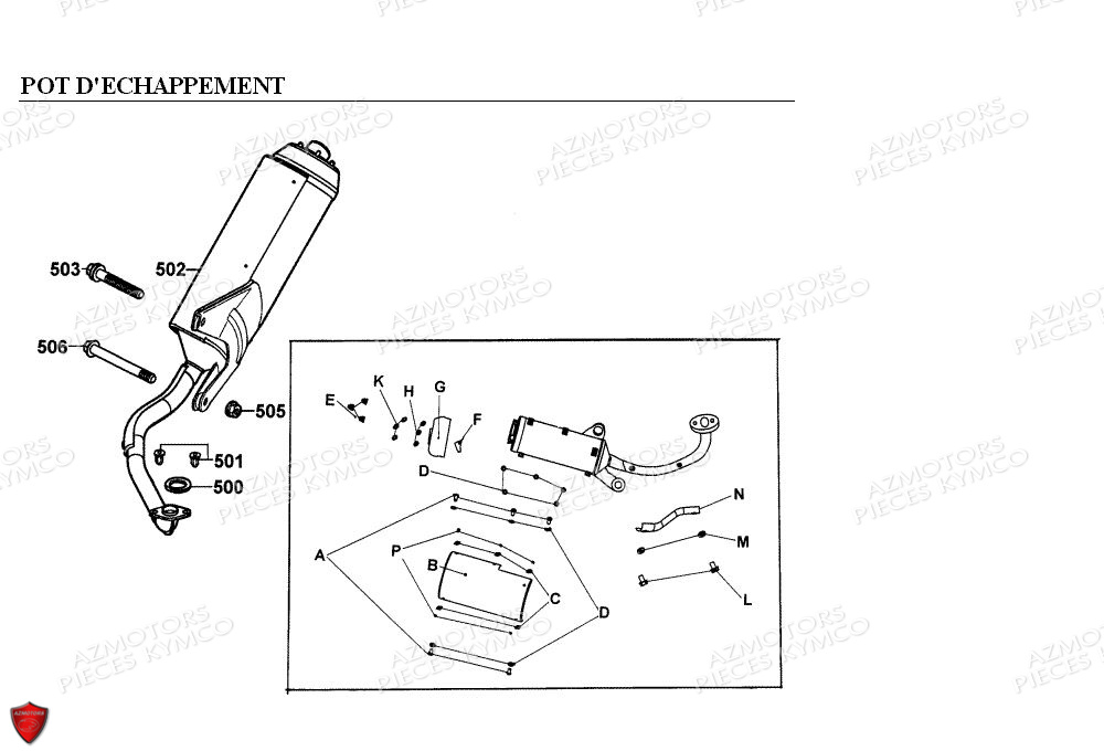 Pot D Echappement KYMCO Pièces EGO 125 4T EURO I (SH25CA)