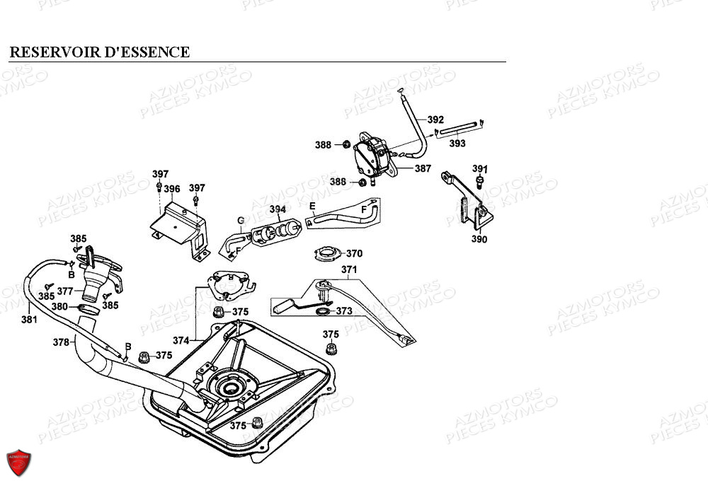 Reservoir A Carburant KYMCO Pièces EGO 125 4T EURO I (SH25CA)