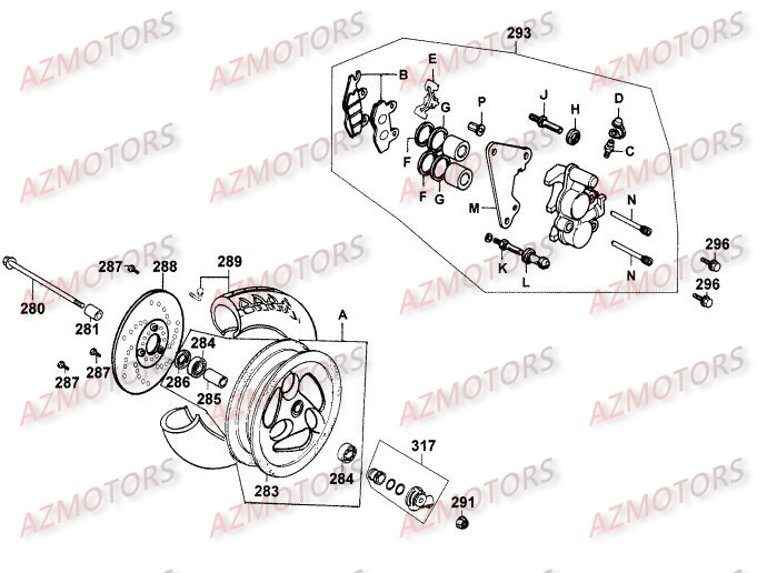 ROUE AVANT AZMOTORS EGO 125