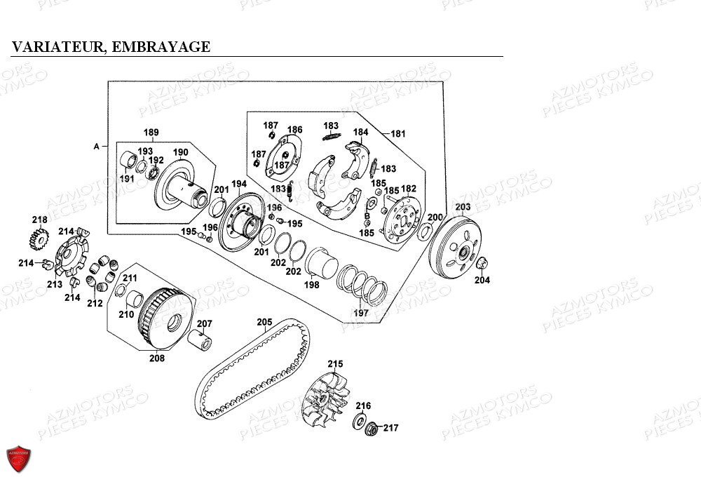 VARIATEUR_EMBRAYAGE KYMCO Pièces Scooter Kymco EGO 125 4T EURO I