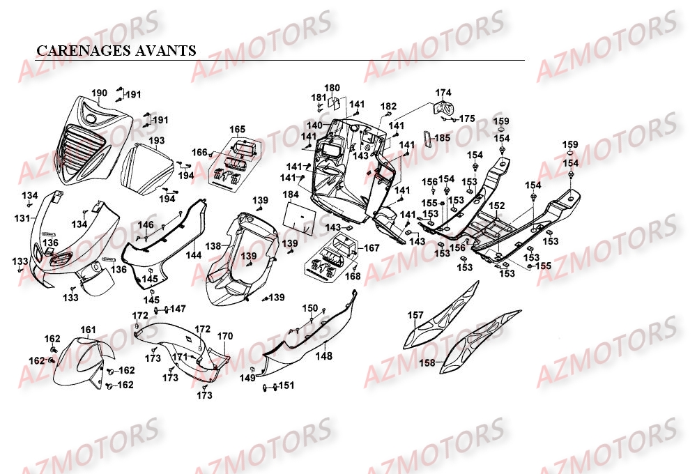 Carenages Avants KYMCO Pièces Scooter Kymco EGO 250 4T EURO I