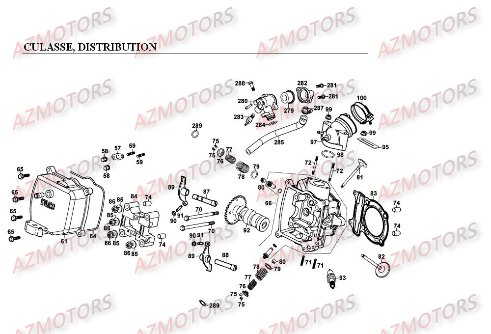 Culasse   Distribution KYMCO Pièces Scooter Kymco EGO 250 4T EURO I