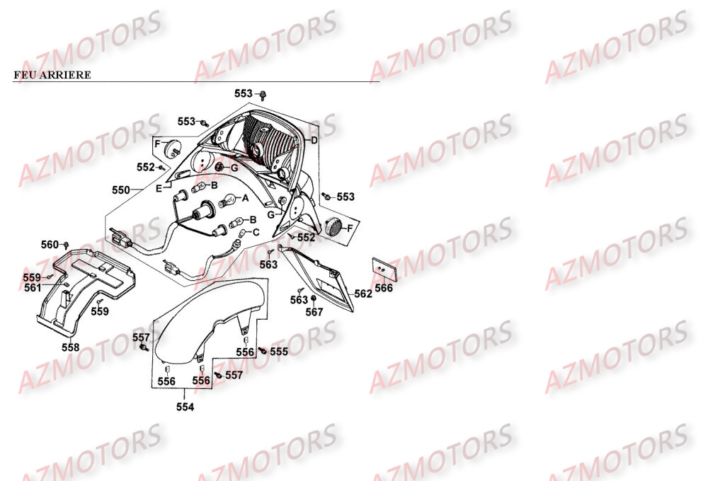 FEU ARRIERE KYMCO Pièces Scooter Kymco EGO 250 4T EURO I