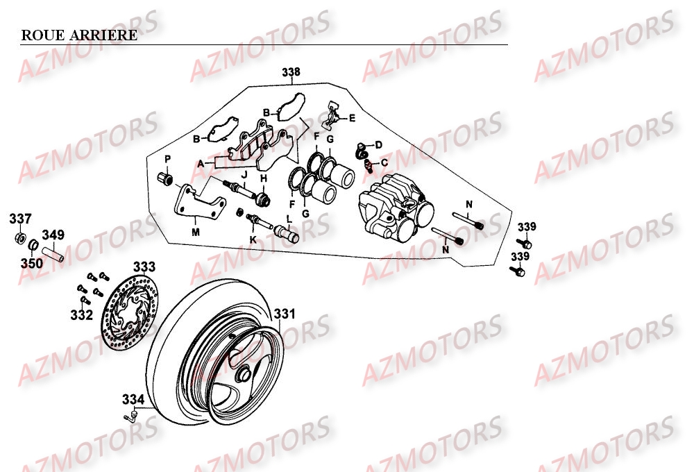 Roue Arriere KYMCO Pièces Scooter Kymco EGO 250 4T EURO I