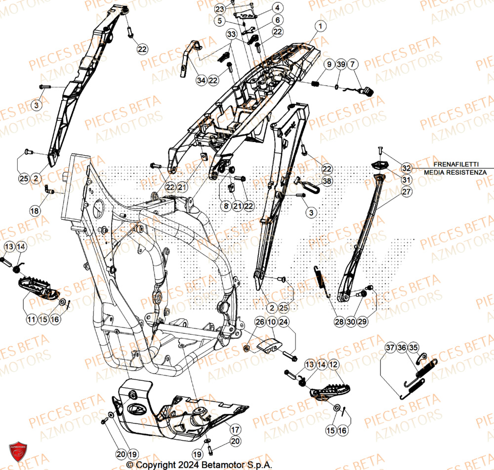 Accessoires Du Chassis BETA Pieces BETA ENDURO RR 480 4T X-PRO - (2026)