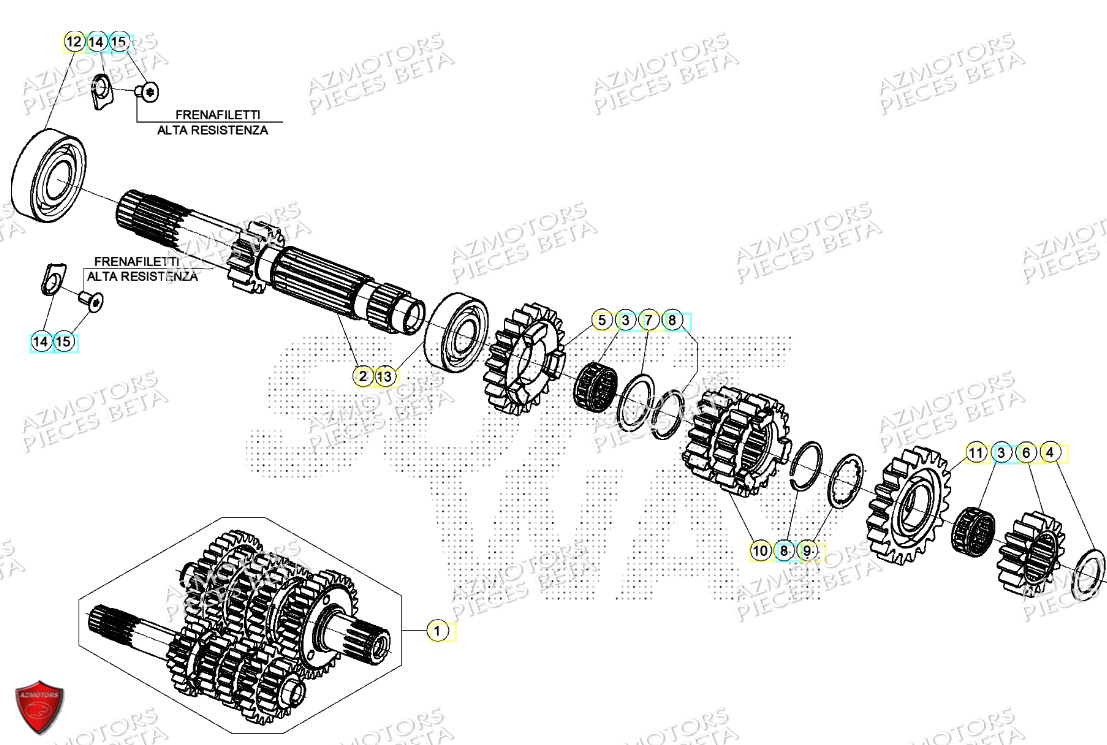 BOITE A VITESSES BETA ENDURO RR 125 2T 24