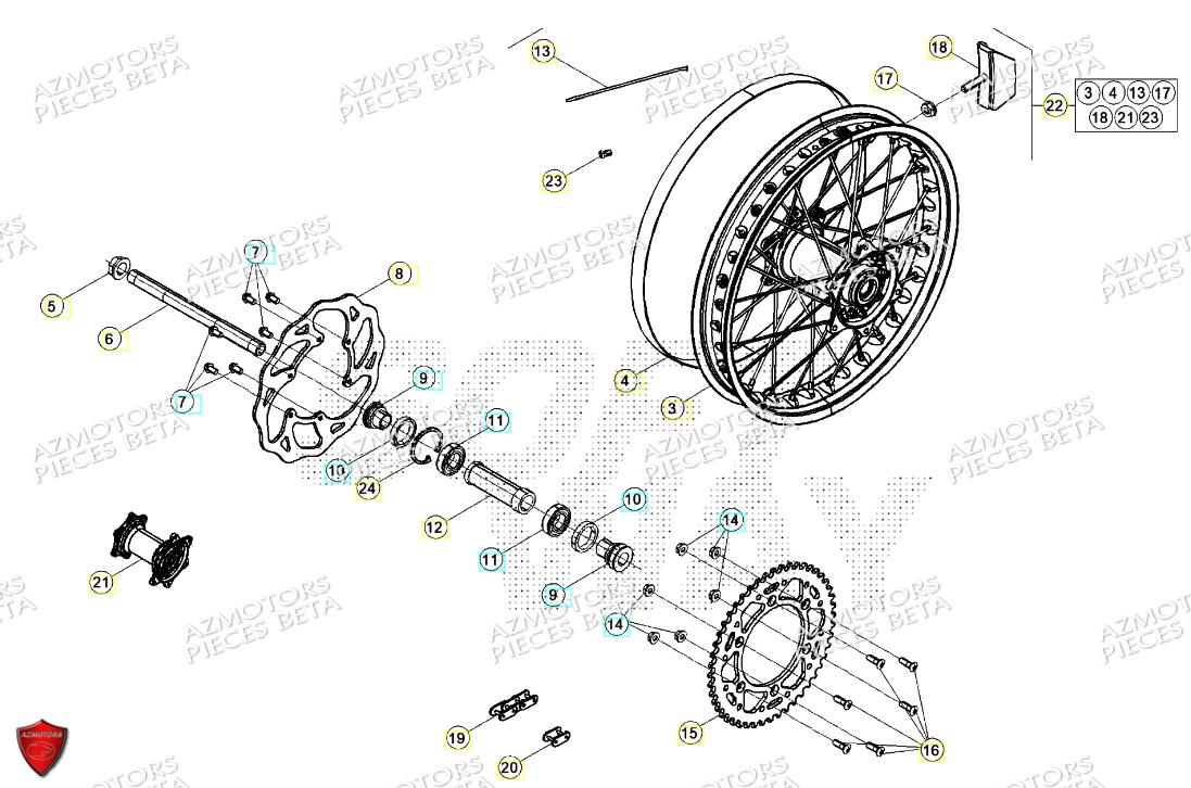 Roue Arriere BETA Pièces Beta RR 125 2T - 2024