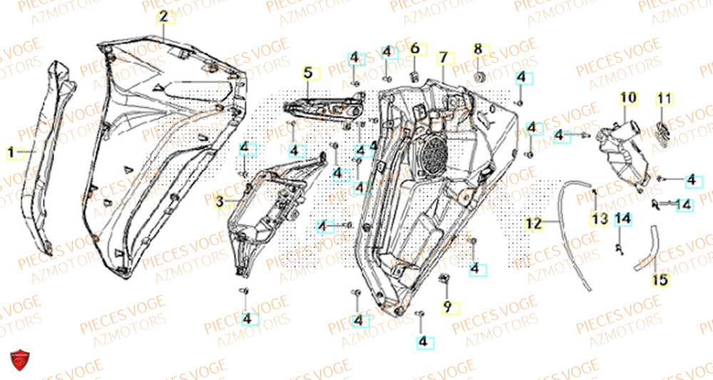 Caches Lateral Gauche VOGE Pièces Voge ER 10 6KW