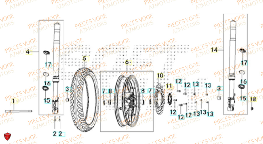 Roue Avant VOGE Pièces Voge ER 10 6KW