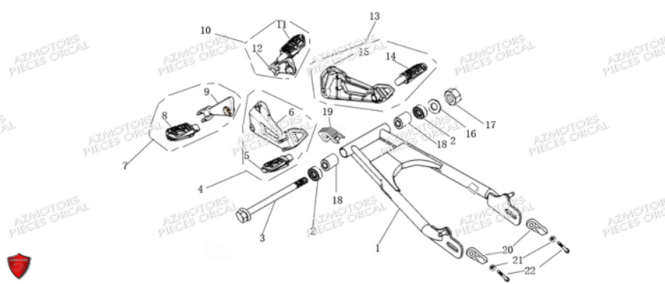 BRAS OSCILLANT ET REPOSE PIED ORCAL ESPERIA EURO 5