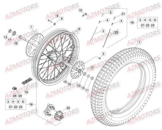 Roue Arriere BETA Pièces BETA EVO-125 2T - [2016]