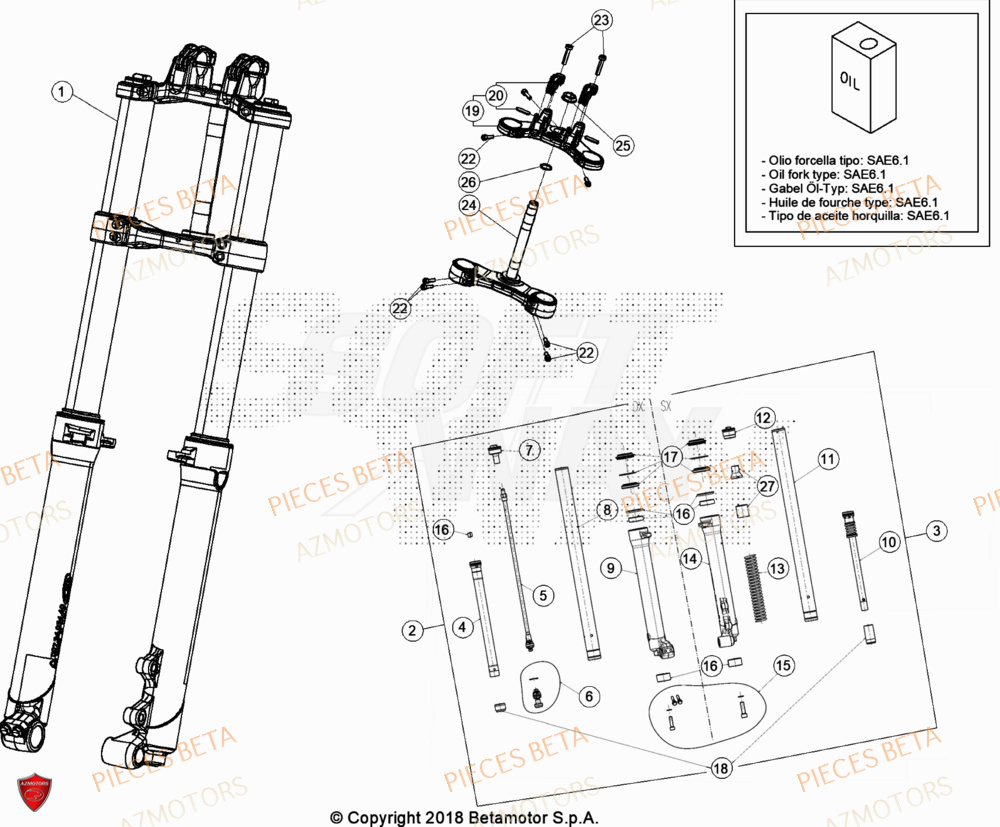 Fourche AZMOTORS Pièces BETA EVO 125 2T - [2023]