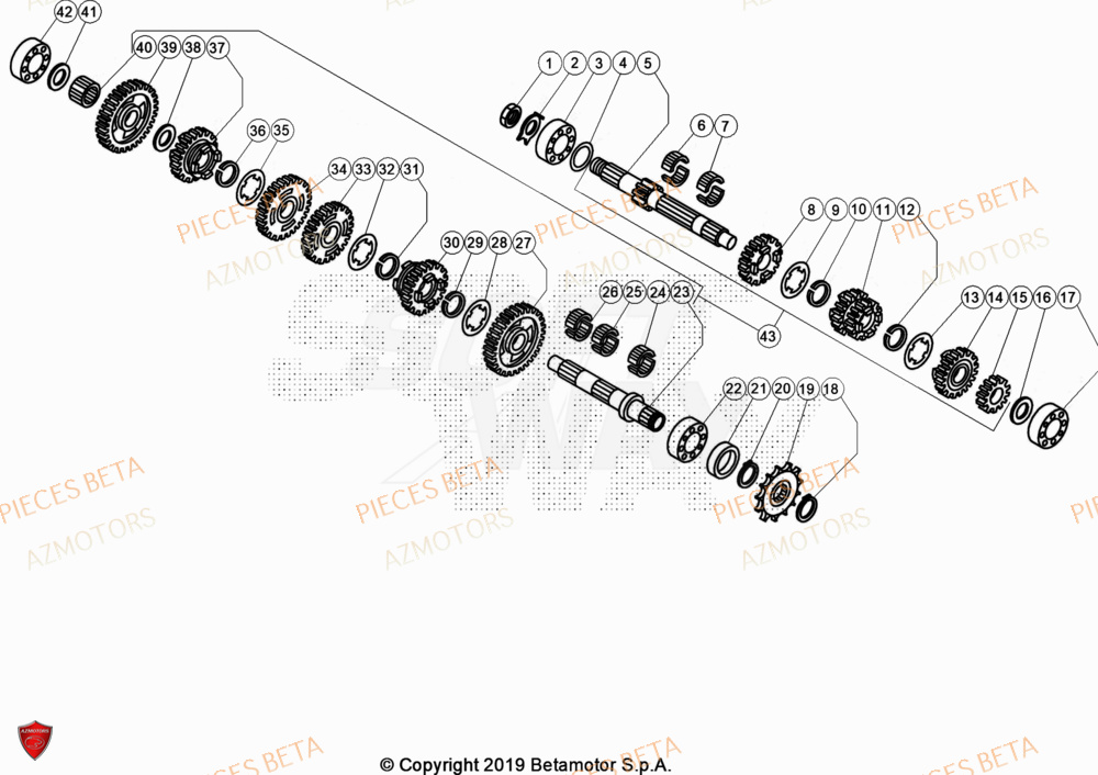 PIGNON CHAINE Z 9 REV 125  07 - BETA pour TRANSMISSION de EVO-125-2T-2023