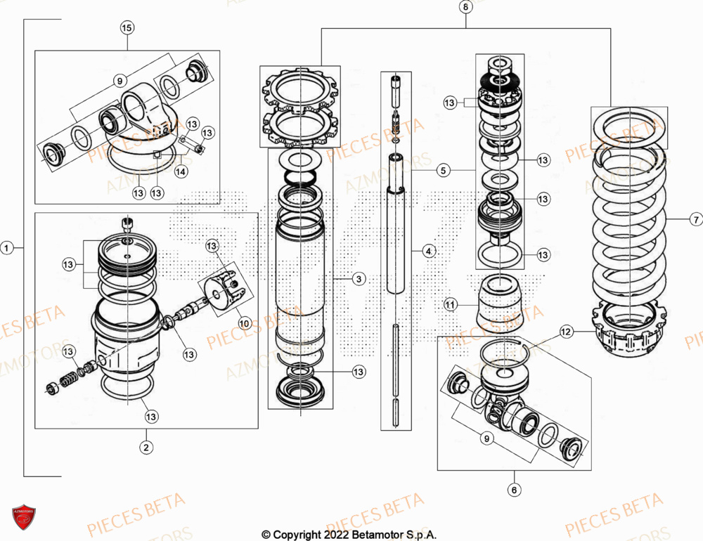 Amortisseur AZMOTORS Pièces Beta TRIAL EVO 125 FACTORY 2T 2023