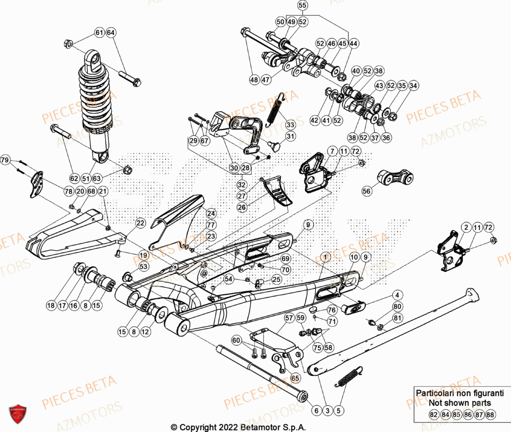 Bras Oscillant AZMOTORS Pièces Beta TRIAL EVO 125 FACTORY 2T 2023
