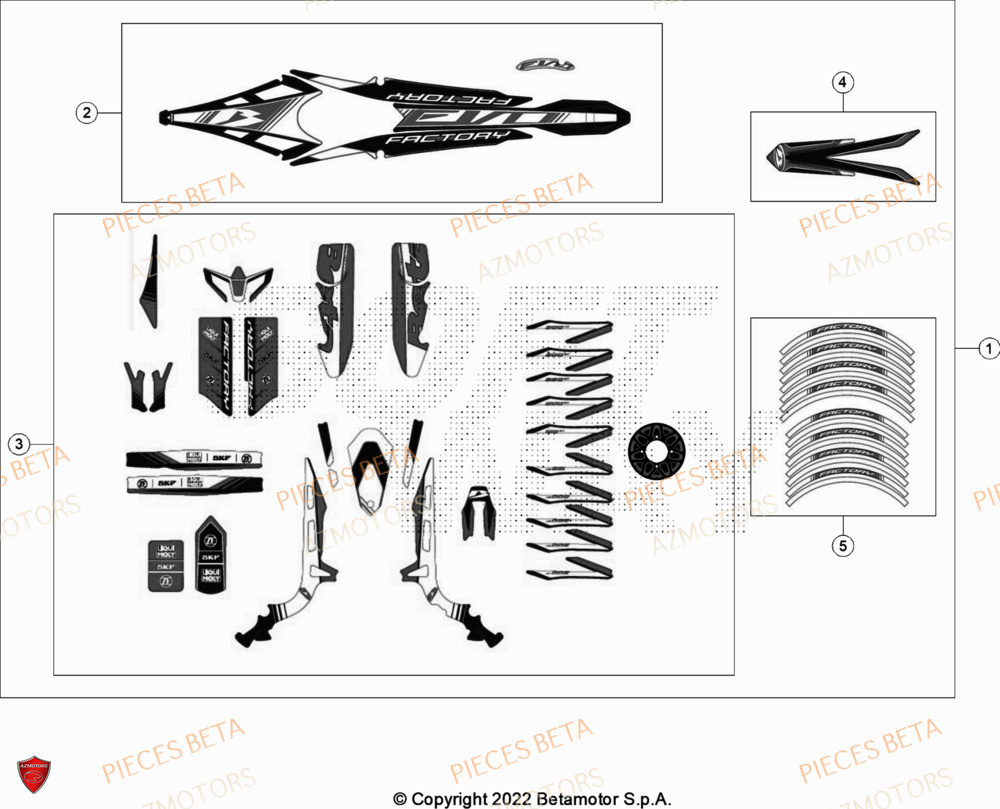 Decors AZMOTORS Pièces Beta TRIAL EVO 125 FACTORY 2T 2023