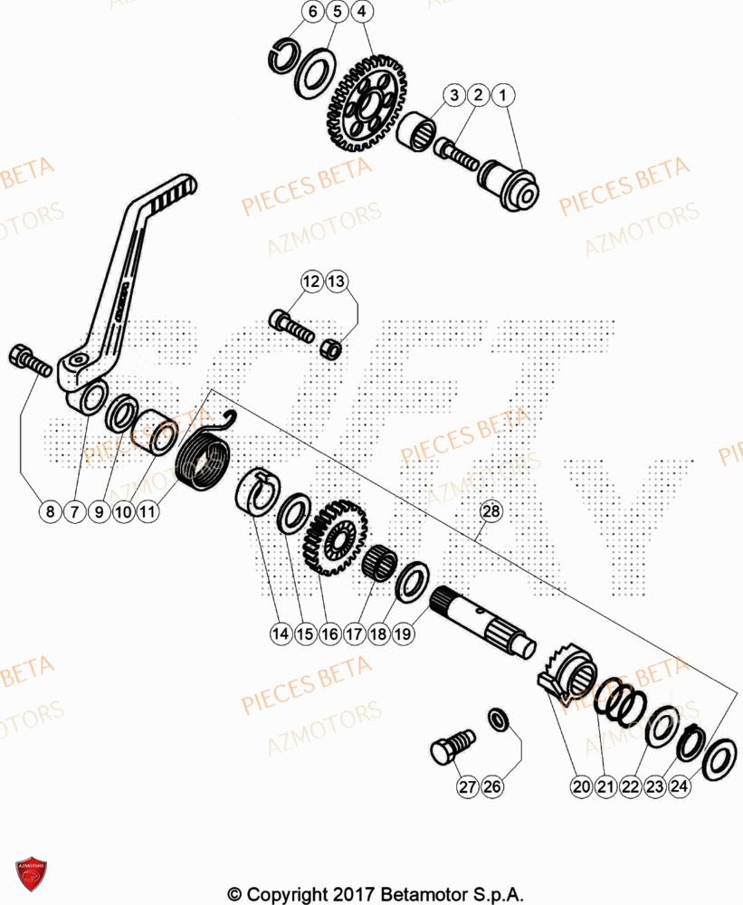 Kick Starter AZMOTORS Pièces Beta TRIAL EVO 125 FACTORY 2T 2023