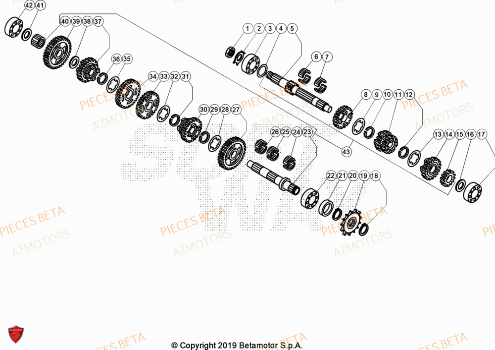 PIGNON CHAINE Z 9 REV 125  07 - BETA pour TRANSMISSION de EVO-125-FACTORY-2023