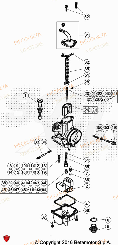 Carburateur AZMOTORS Pièces BETA EVO 200 2T - [2023]
