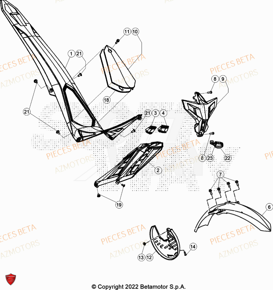 Carenages AZMOTORS Pièces BETA EVO 200 2T - [2023]