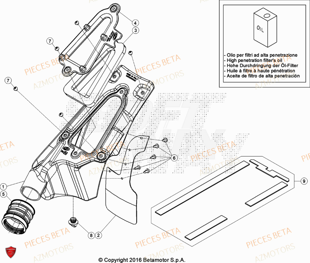 FILTRE A AIR EN EPONGE ORIGINE BETA pour FILTRE-A-AIR de EVO-200-23