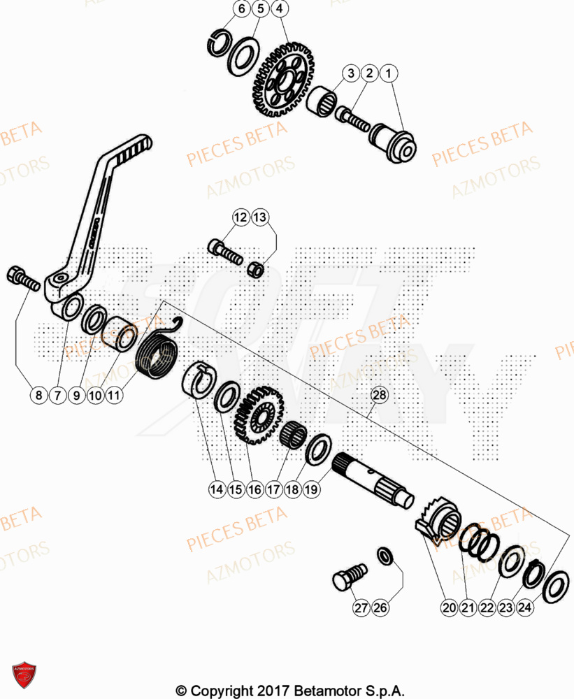 Kick Starter AZMOTORS Pièces BETA EVO 200 2T - [2023]